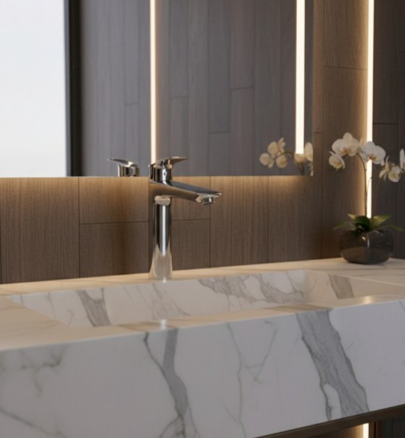 Смеситель для накладной раковины без донного клапана BelBagno DUE-LMC-CRM-W0