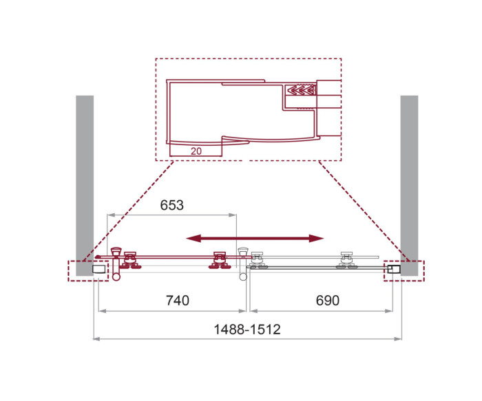 Душевая дверь BelBagno UNO-195-BF-1-150-C-Cr