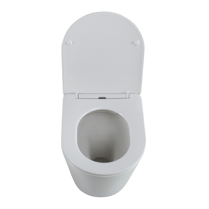 Унитаз приставной безободковый с сиденьем BelBagno FLAY-R BB1003CBR/SC