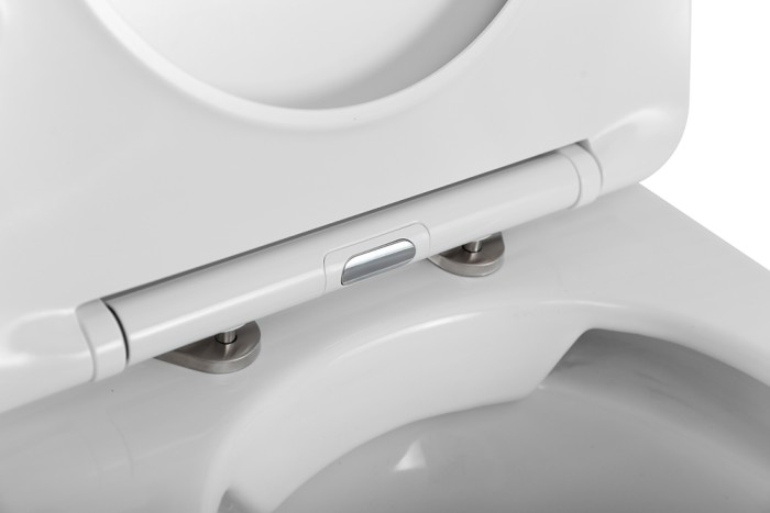 Унитаз приставной безободковый с сиденьем BelBagno FLAY-R BB1003CBR/SC