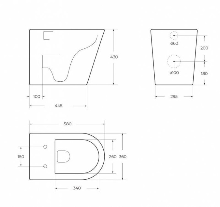 Унитаз приставной безободковый с сиденьем BelBagno FLAY-R BB1003CBR/SC