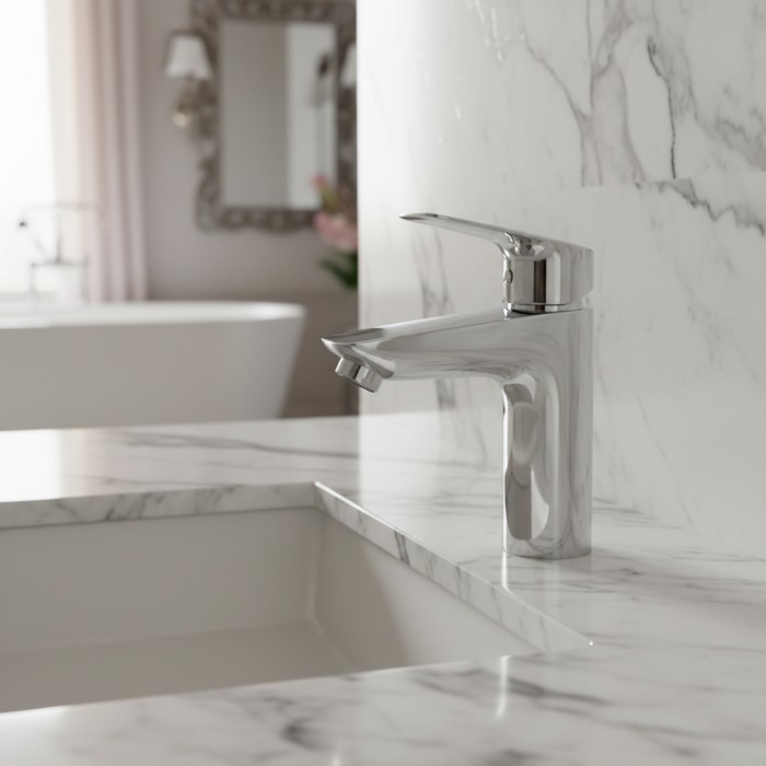 Смеситель для раковины без донного клапана BelBagno DUE-LVM-CRM-W0