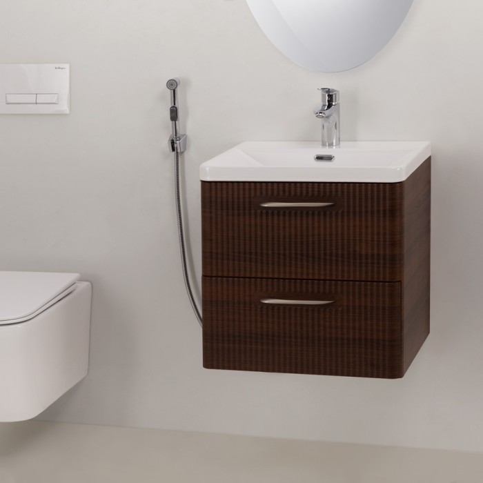 Смеситель для раковины без донного клапана с гигиеническим душем BelBagno DUE-LVM/HGN-CRM-W0