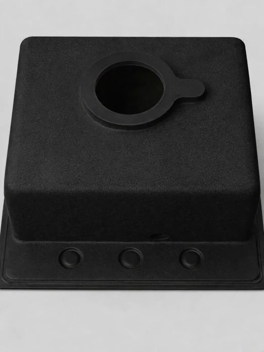 Мойка для кухни каменная 47х51 см, черная, врезная, с сифоном FS-Venezia-4751-Nero