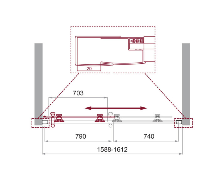 Душевая дверь BelBagno UNO-195-BF-1-160-C-Cr