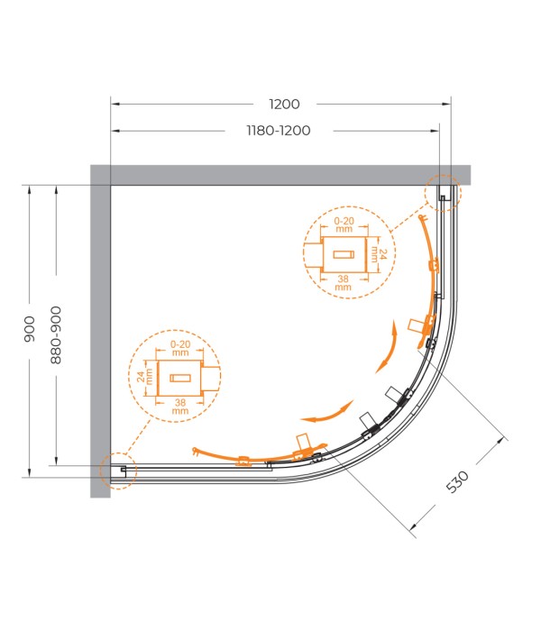 Душевой уголок CEZARES RELAX-304-RH-2-120/90-C-BORO