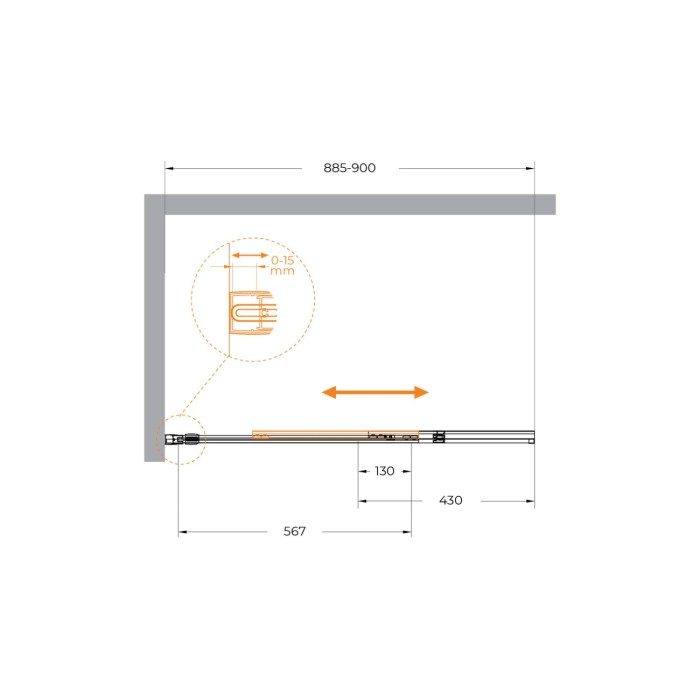 Душевая шторка на ванну с фиксированным креплением одной створки CEZARES SLIDER-FIX-VF-11-90/150-C-Cr