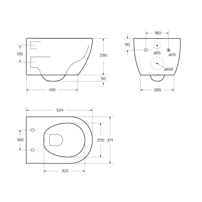 Унитаз подвесной безободковый с функцией биде CEZARES COMFORT CZR-191-TH/BS