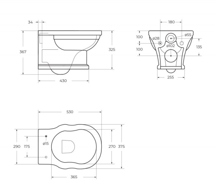 Унитаз подвесной безободковый BelBagno BOHEME BB115CH