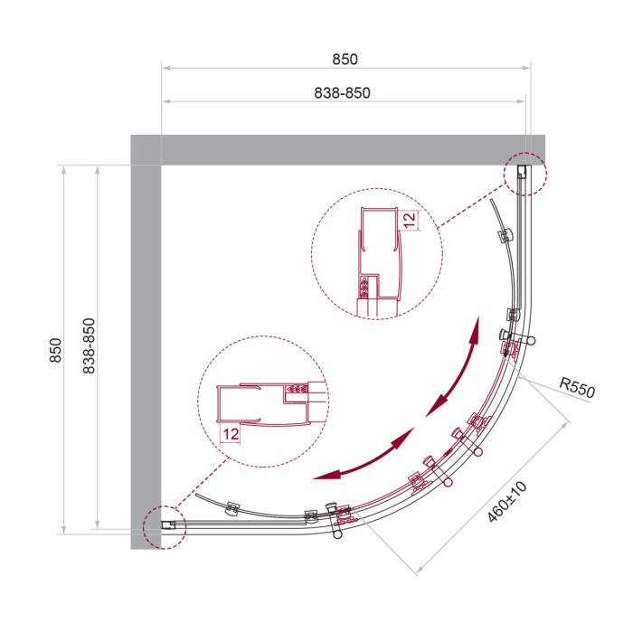 Душевой уголок BelBagno UNO-195-R-2-85-C-Cr