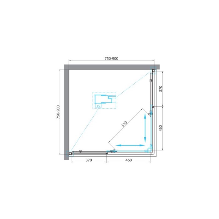Душевой уголок BelBagno UNIQUE-A-2-75/90-P-Cr