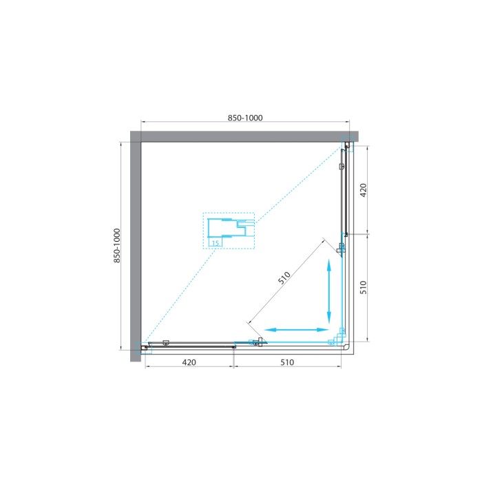 Душевой уголок BelBagno UNIQUE-A-2-85/100-C-Cr