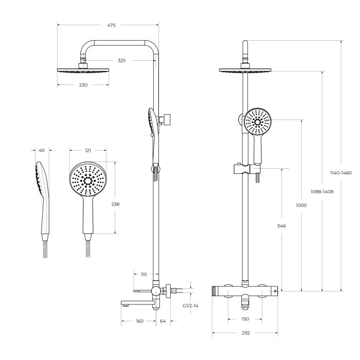 Душевая стойка со смесителем и изливом CEZARES RELAX-CVD-NOP