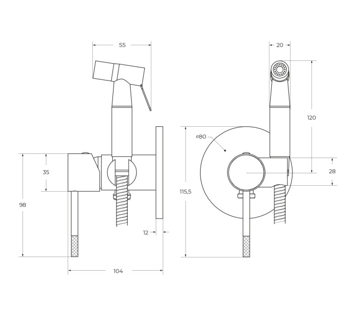 Гигиенический душ со смесителем CEZARES RELAX-DIF-IN