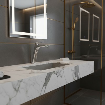 Смеситель для накладной раковины без донного клапана BelBagno MARINO-LMC-CRM-W0