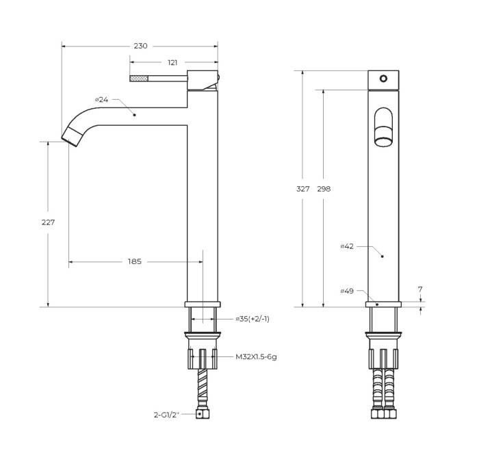 Смеситель для накладной раковины без донного клапана CEZARES RELAX-LC1-GM-W0