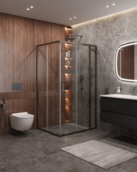 Душевой уголок CEZARES MOLVENO-AH-21-100+30-C-GM-IV