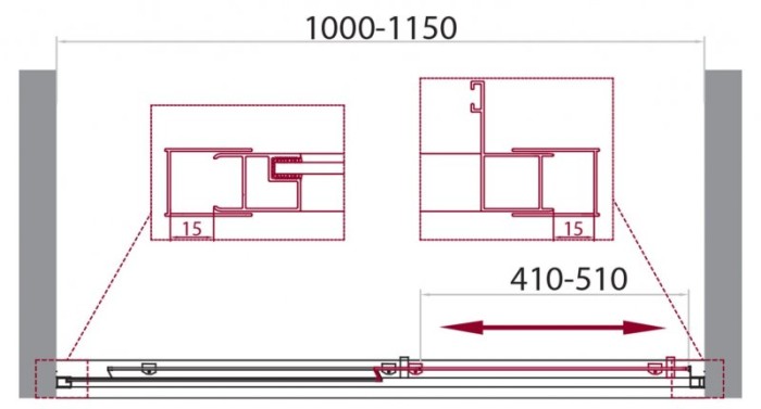 Душевая дверь BelBagno UNIQUE-BF-1-100/115-P-Cr