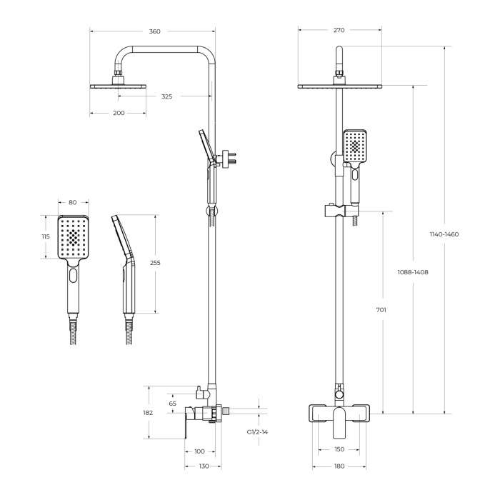 Душевая стойка со смесителем CEZARES SLIDER-CD-IN