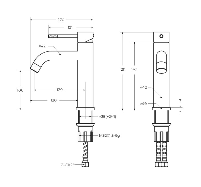 Смеситель для раковины без донного клапана CEZARES RELAX-LS1-01-W0