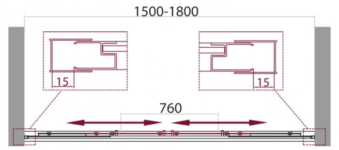 Шторка на ванну BelBagno UNIQUE-VF-2-150/180-140-P-Cr