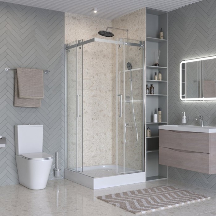Душевой уголок 90х90 стекло прозрачное, профиль хром MARINO BelBagno